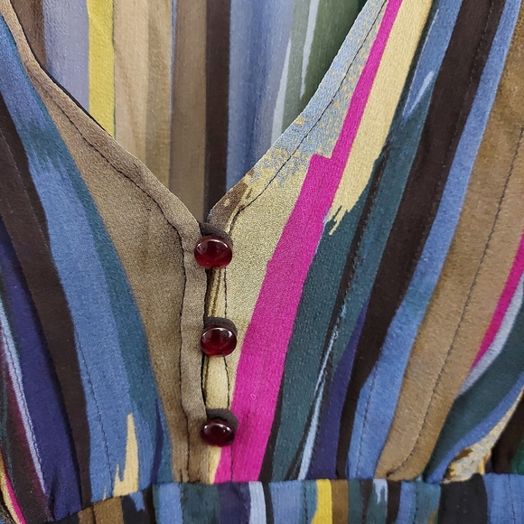 Ted Baker V neck silk sheer blouse with blouson 3/4 sleeve - Picture 4 of 9